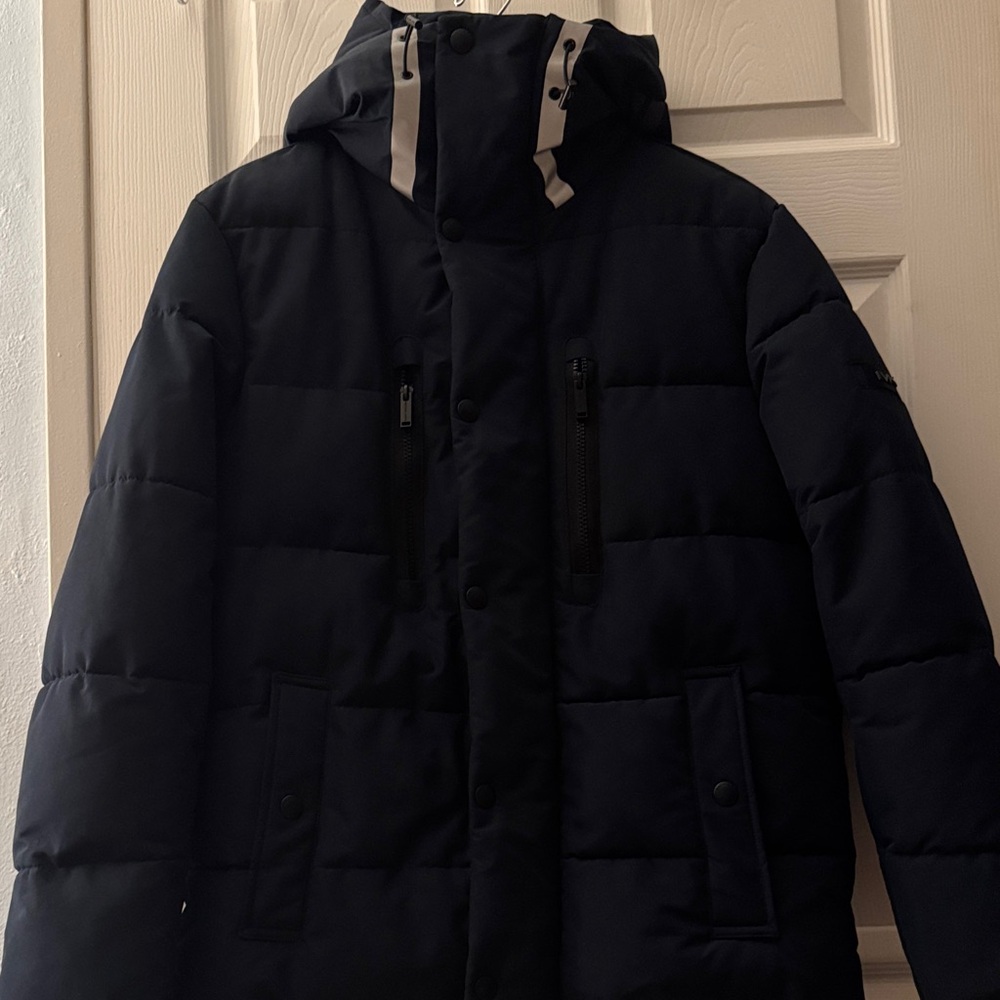 Michael Kors Navy Puffer Hooded Coat